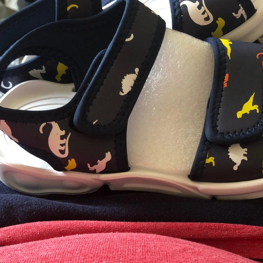 Nike Navy Kids Sandals with Multicolor Dinosaur Print